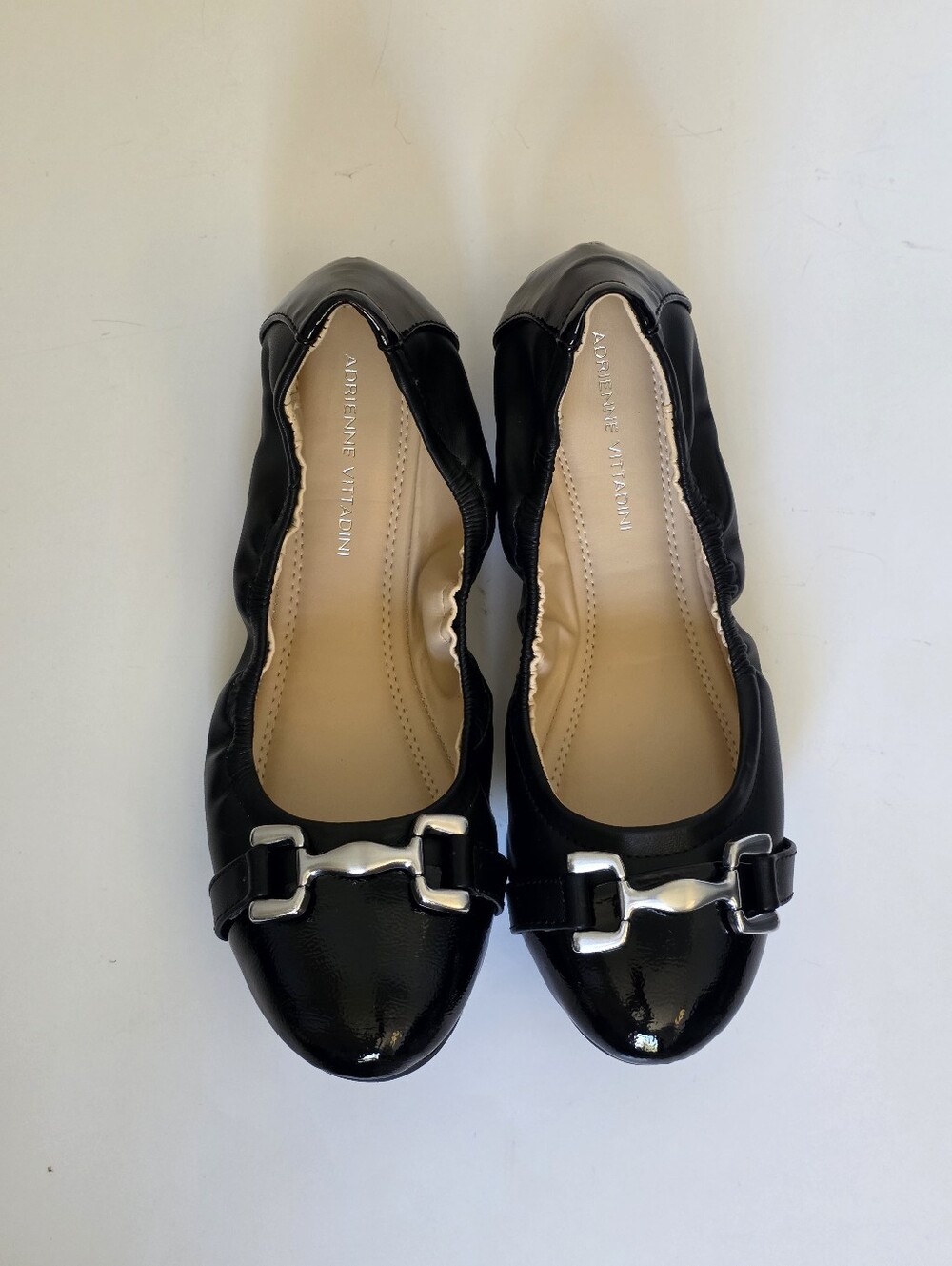 NEW Adrienne Vittadini Cadeeno Black Patent Ballet Flats - Size 8.5